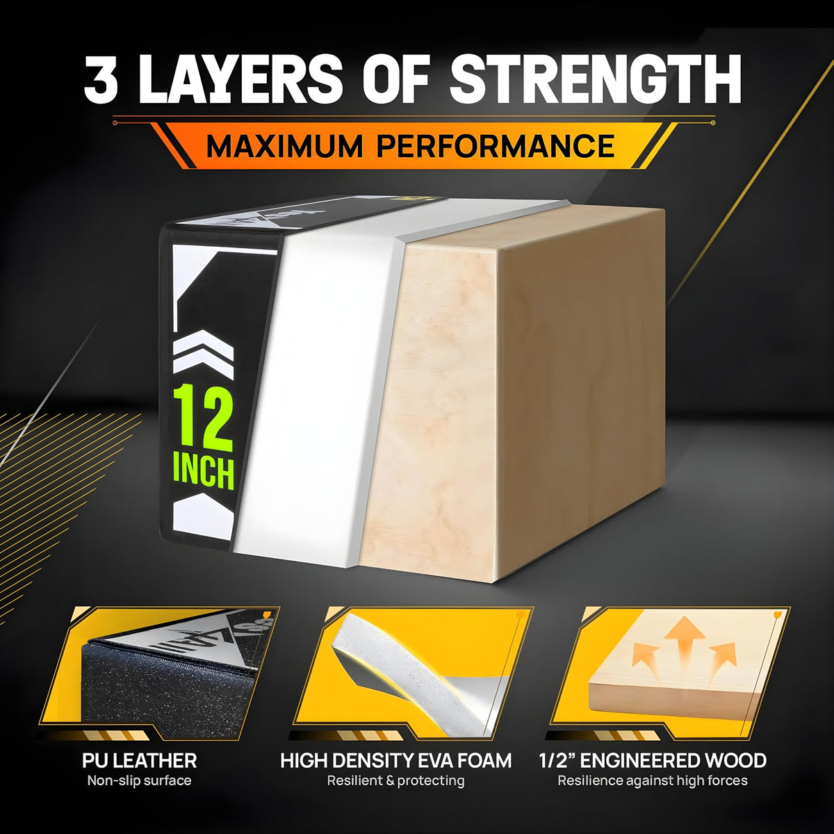 3-in-1 Soft-Padded Plyo Box with Wooden Core X89111