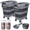 2 Pack 25 lbs Airtight Collapsible Dog Food Storage Container with Wheels U363