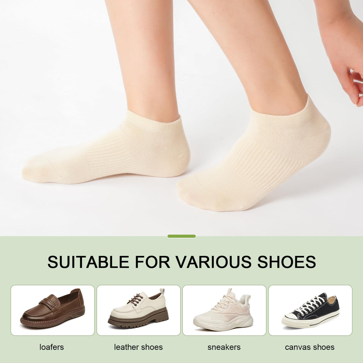 Women's Bamboo Rayon Low Cut Ankle Socks, 5 Pairs W6570