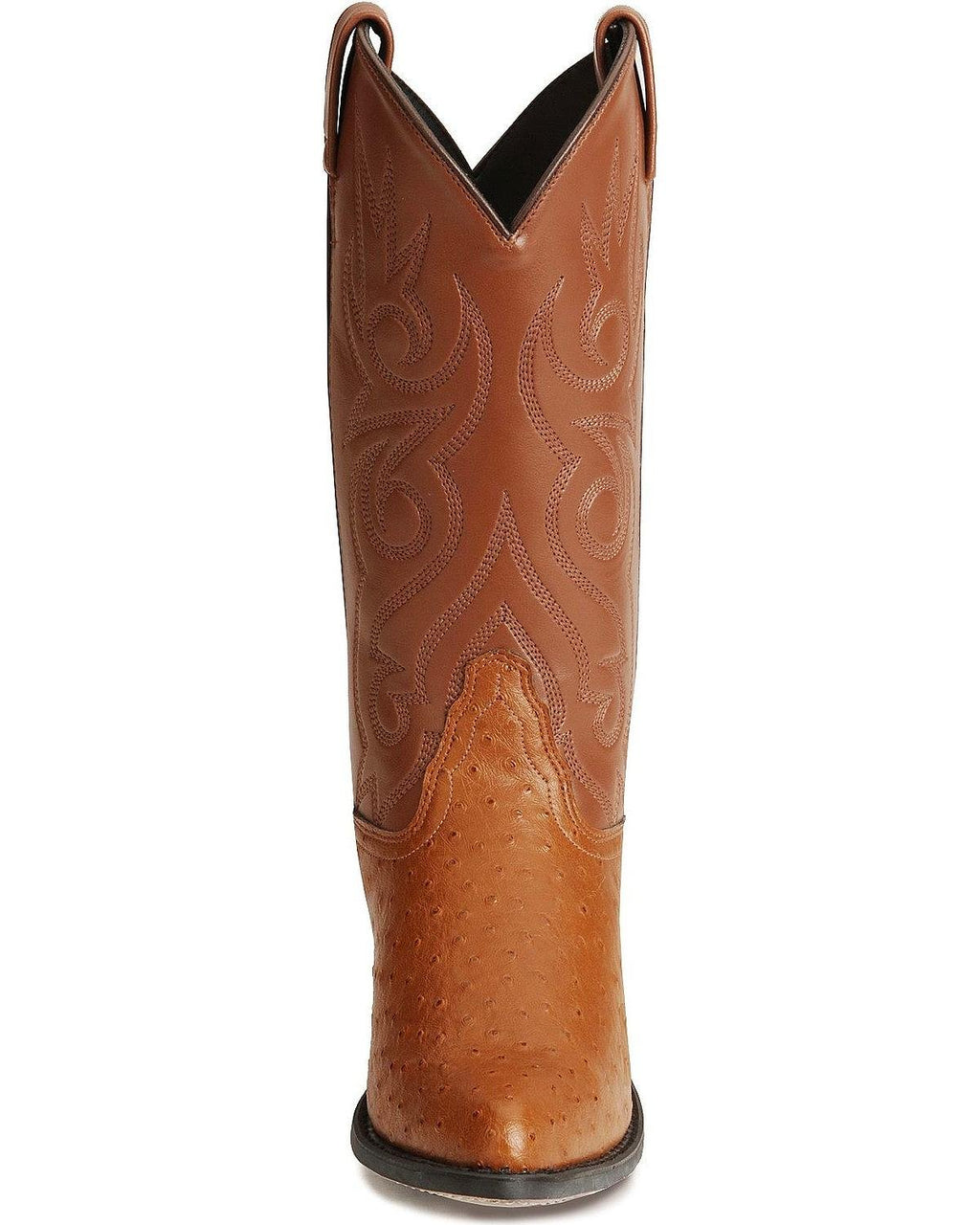 Cognac Ostrich Print Cowboy Boots V721