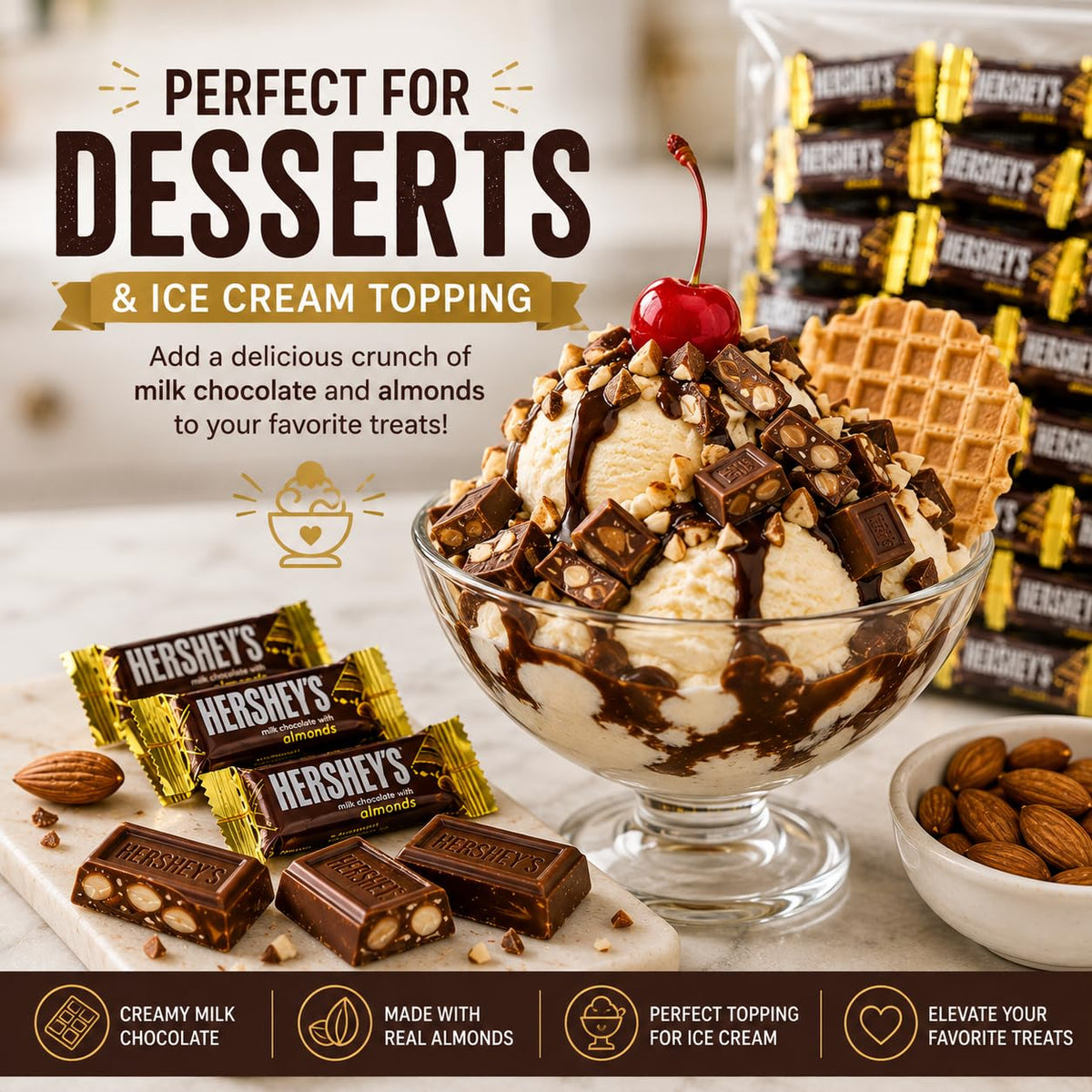 Milk Chocolate with Almonds Bars 50 Pieces Snack Size F926230