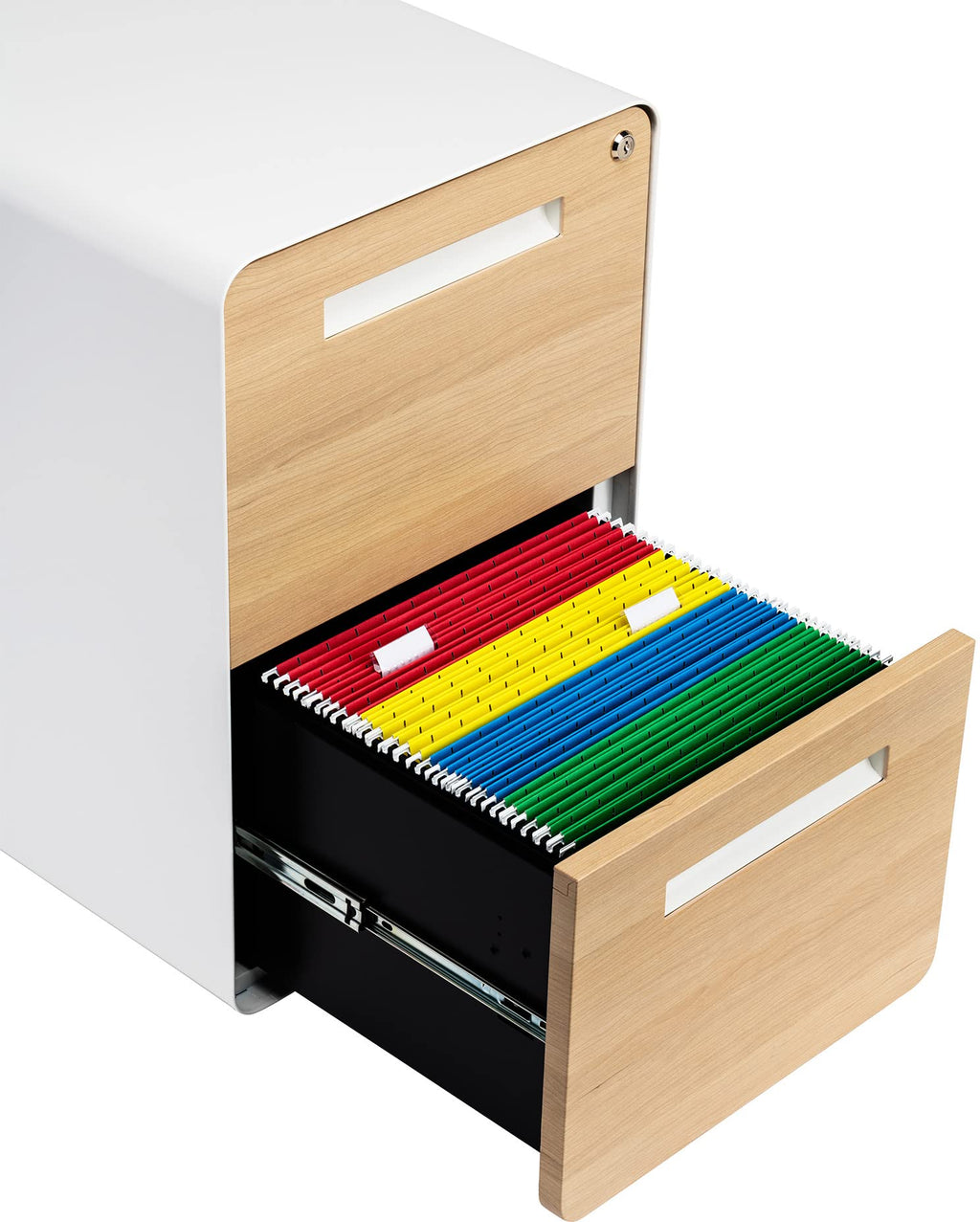 White 2 Drawer Mobile File Cabinet with Lock J7462