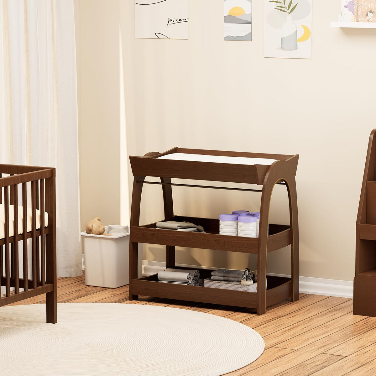 Wood 2-Tier Baby Changing Table N758