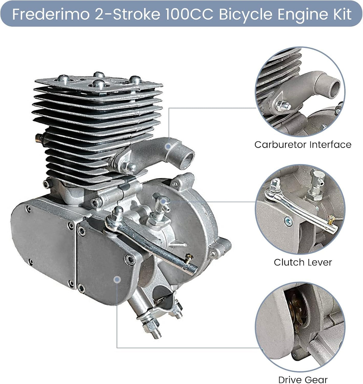 2-Stroke 100cc Air-Cooling Bicycle Engine Kit Q788