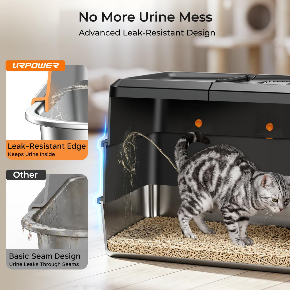 XL Stainless Steel Cat Litter Box A19335
