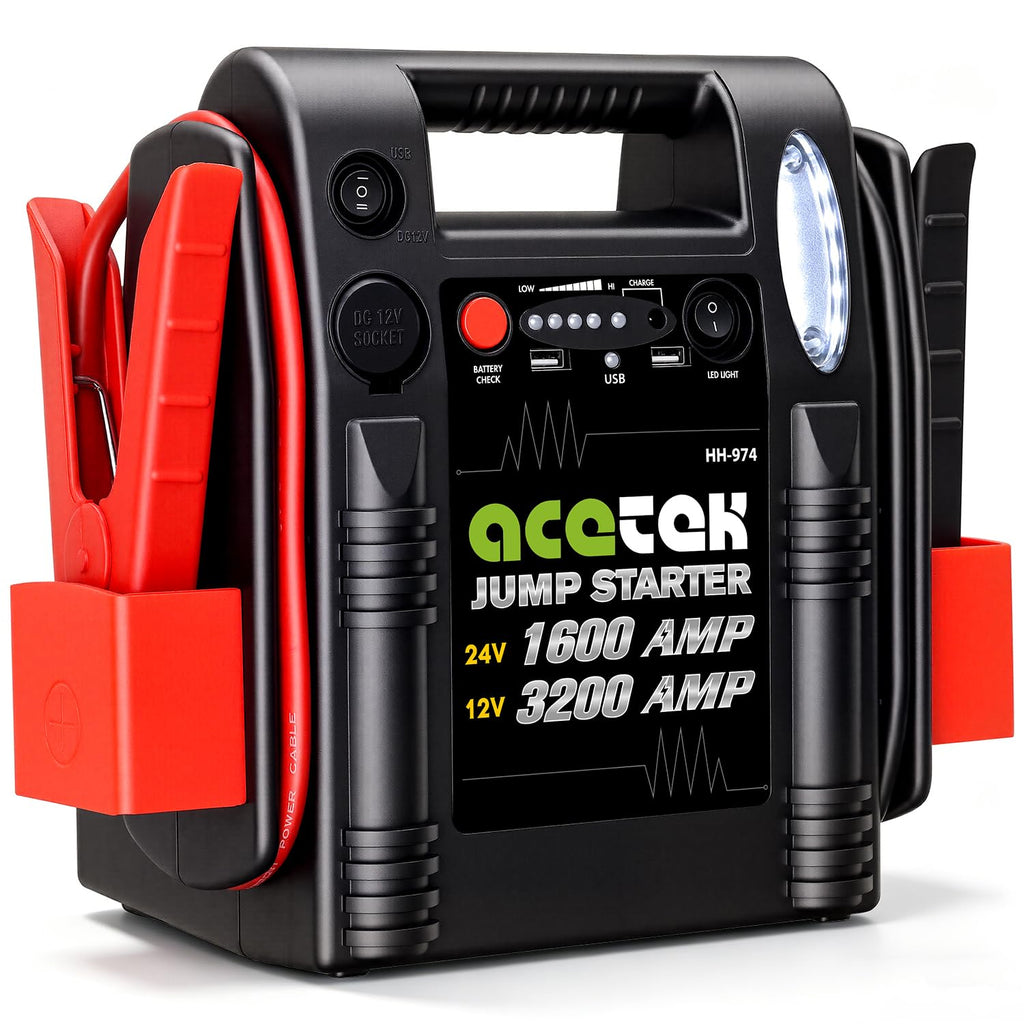 24V / 12V 1600/3200 Peak Amp Heavy Duty Jump Starter with USB and DC Output N595243