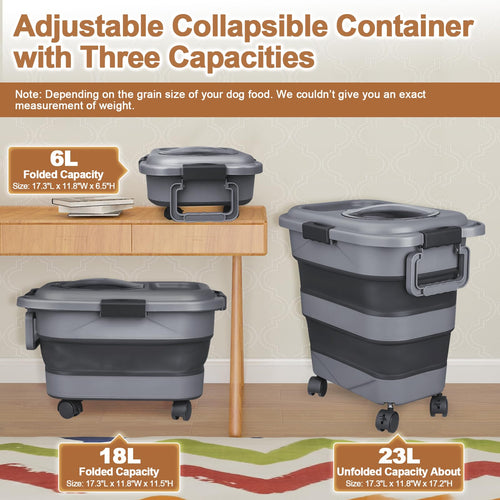 2 Pack 25 lbs Airtight Collapsible Dog Food Storage Container with Wheels U363