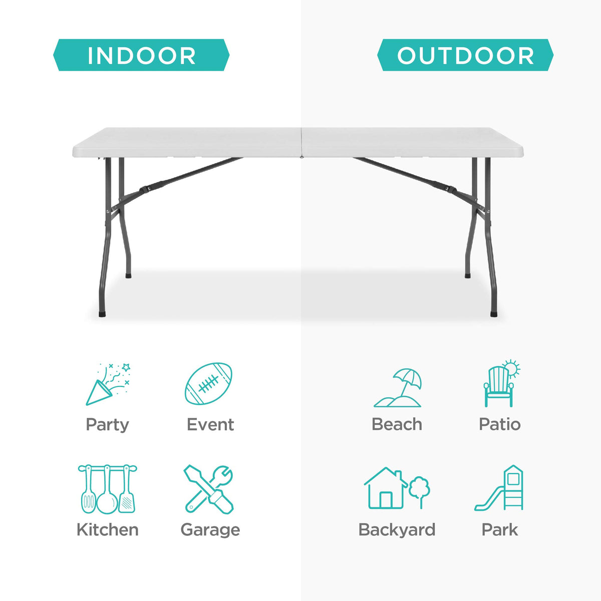 6ft White Plastic Folding Table S37220