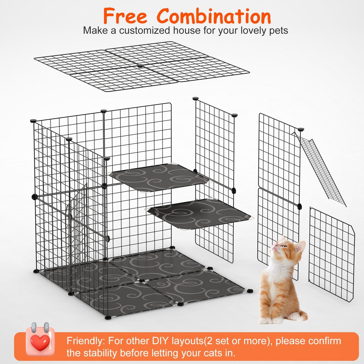 Black 2-Tier Cat Cage U5935