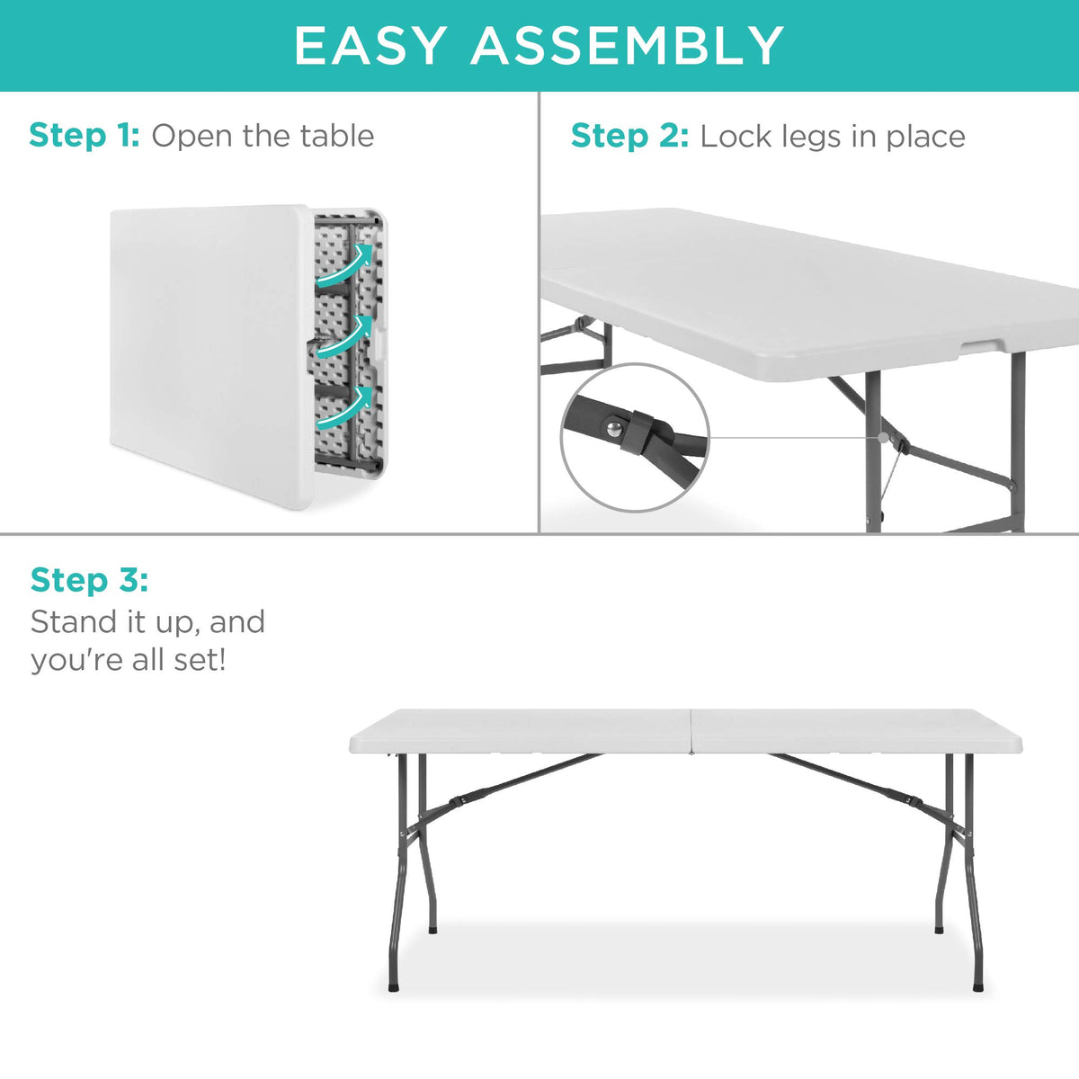 6ft White Plastic Folding Table S37220