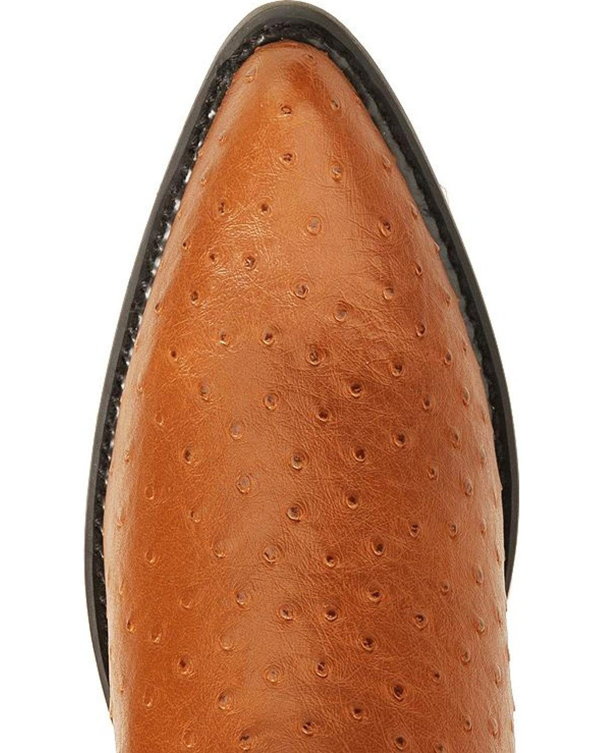Cognac Ostrich Print Cowboy Boots V721