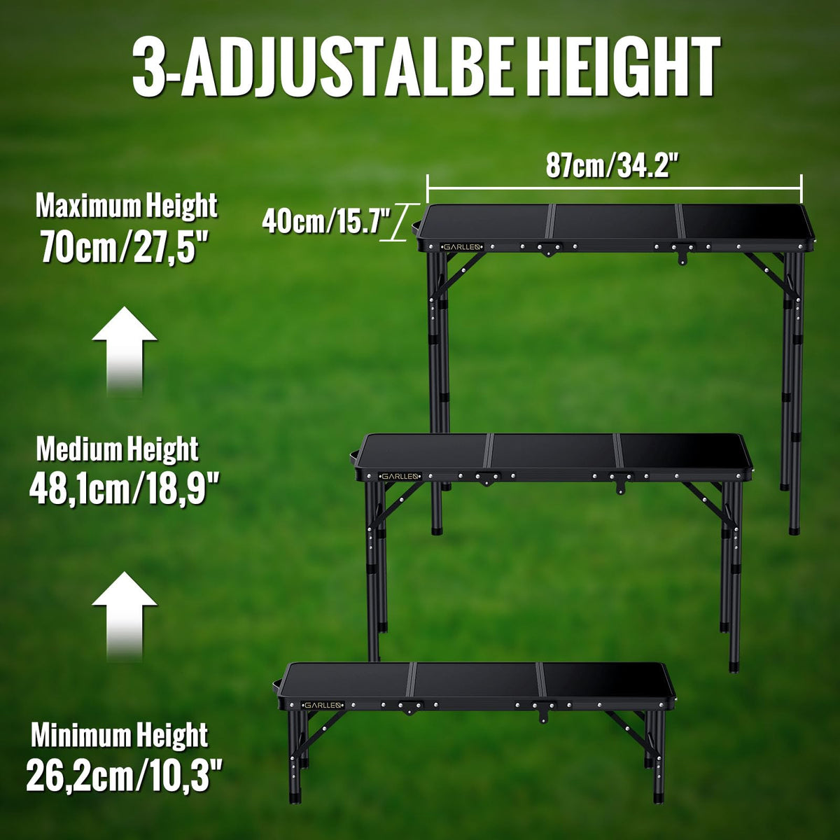 Folding Camping Table 3 Adjustable Height H892