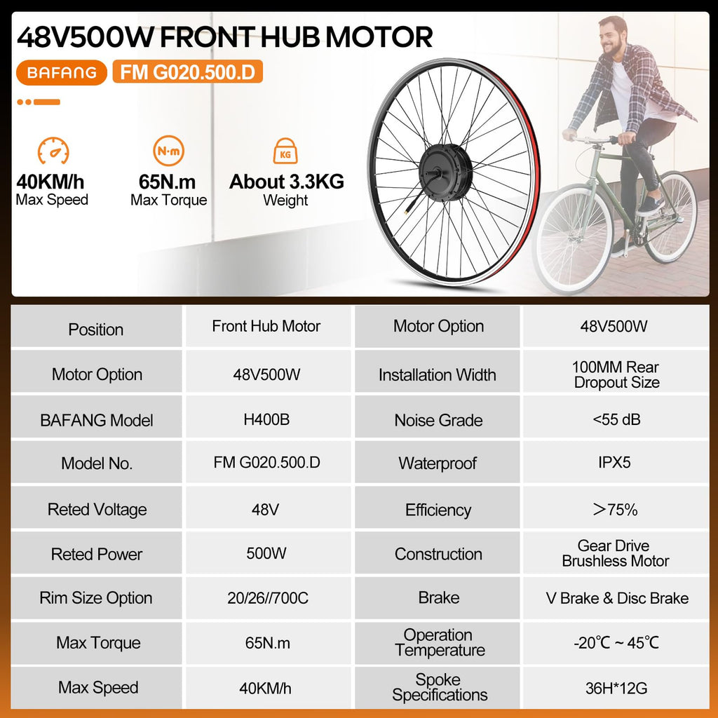 48V 500W Front Hub Motor Conversion Kit O15682