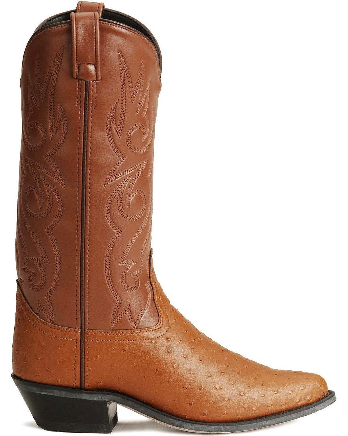Cognac Ostrich Print Cowboy Boots V721