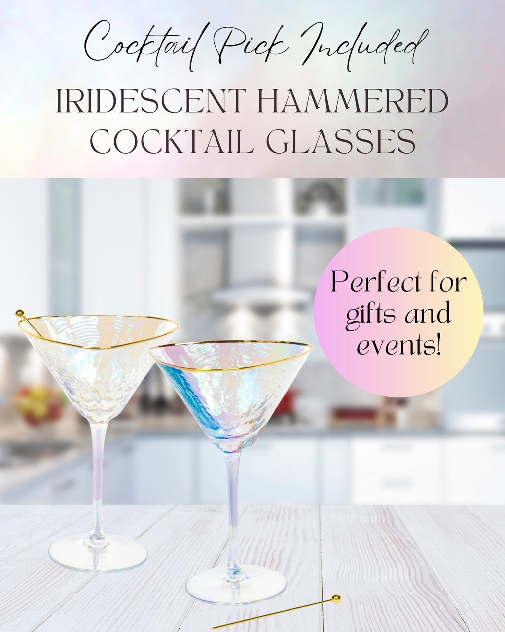 Iridescent Handmade Hammered Martini Glasses Set of 2 I146292