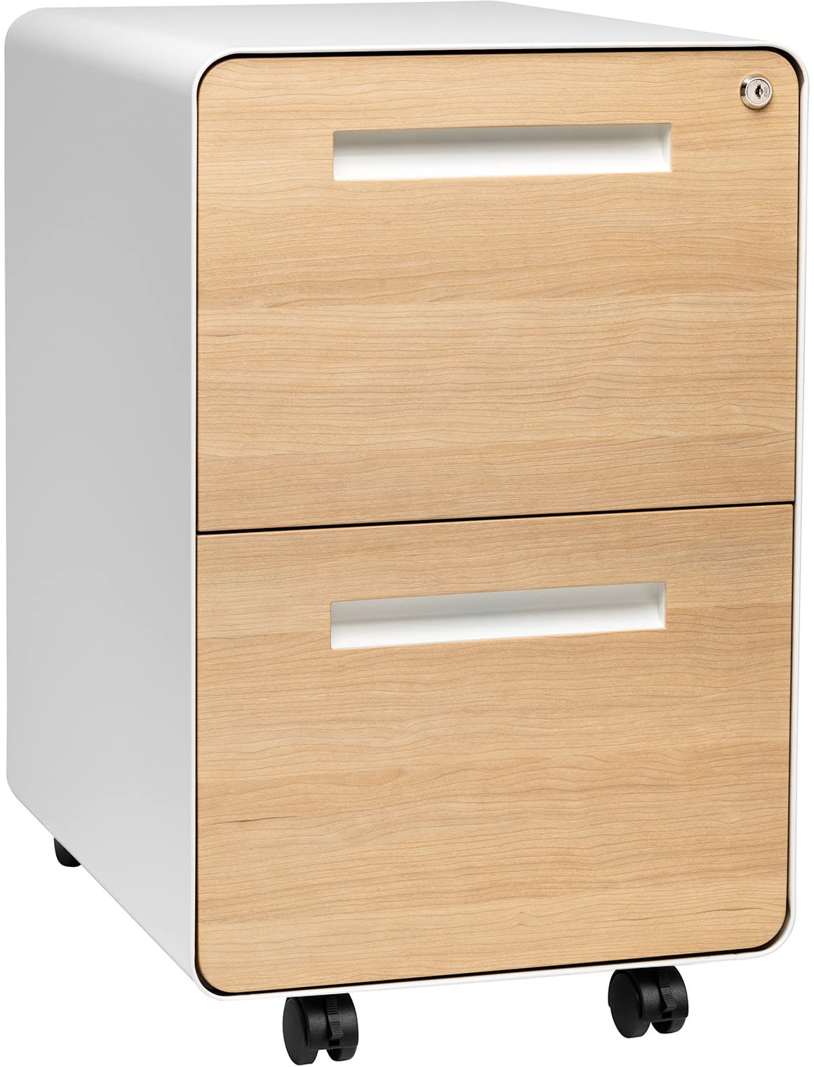 White 2 Drawer Mobile File Cabinet with Lock J7462