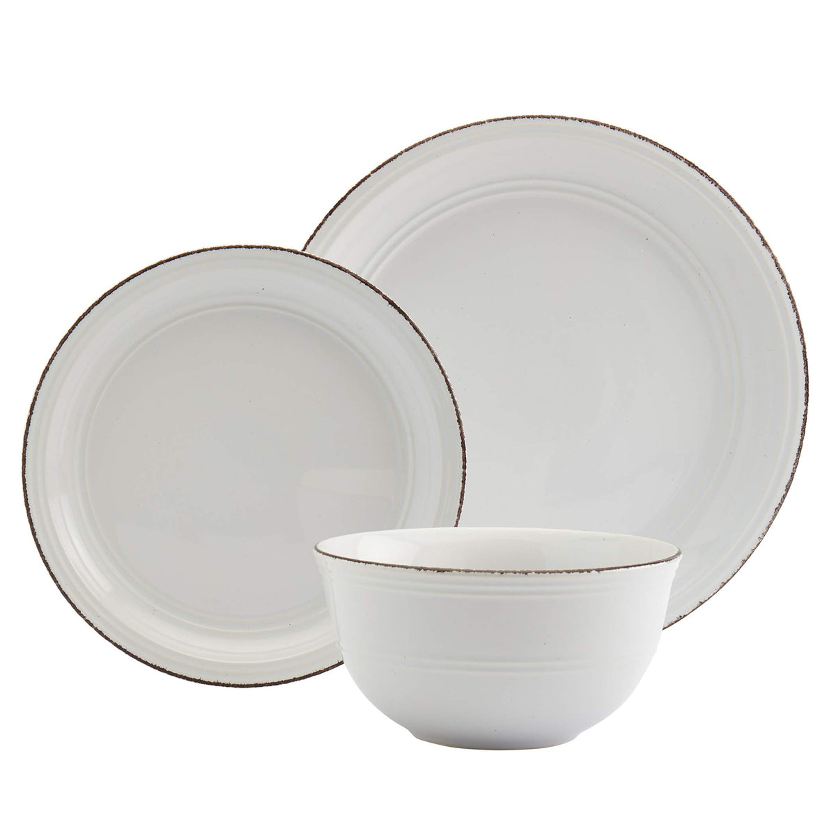 White 12 Piece Stoneware Dinnerware Set S805288