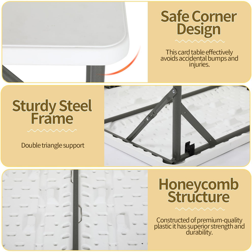 34" Square Plastic Folding Card Table with Carrying Handle N231