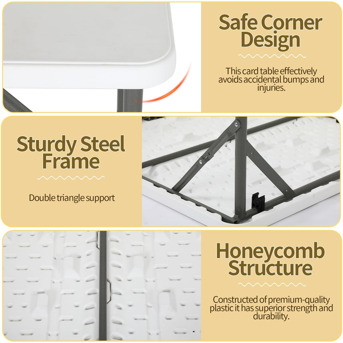 34" Square Plastic Folding Card Table with Carrying Handle N231