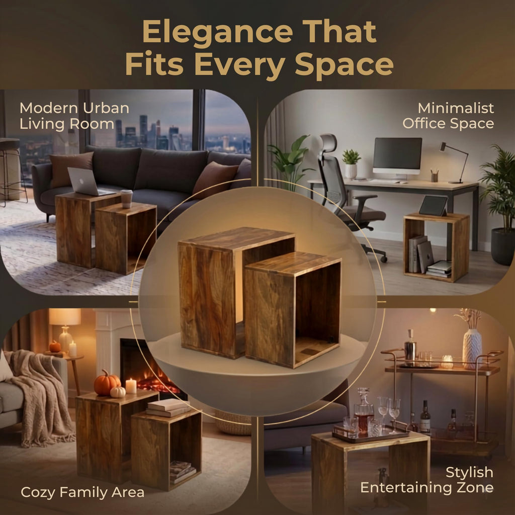 Sheesham Wood Nesting Tables Set of 2 A29032