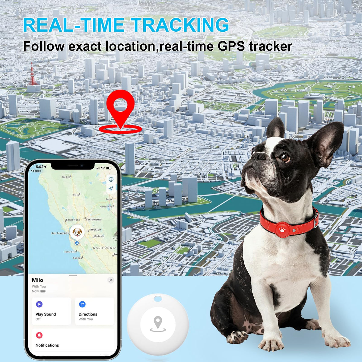 GPS Tracker for Dogs, Pet Location Tracker with Collar R684746