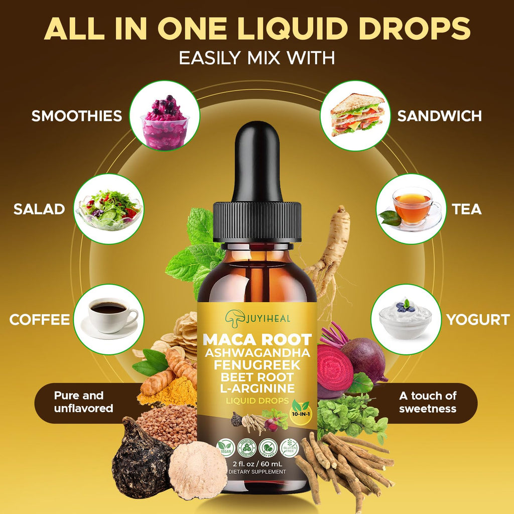 Maca Root Liquid Drops with Ashwagandha, Nettle, Fenugreek, Beet Root, and L-Arginine - 2 fl oz H201647