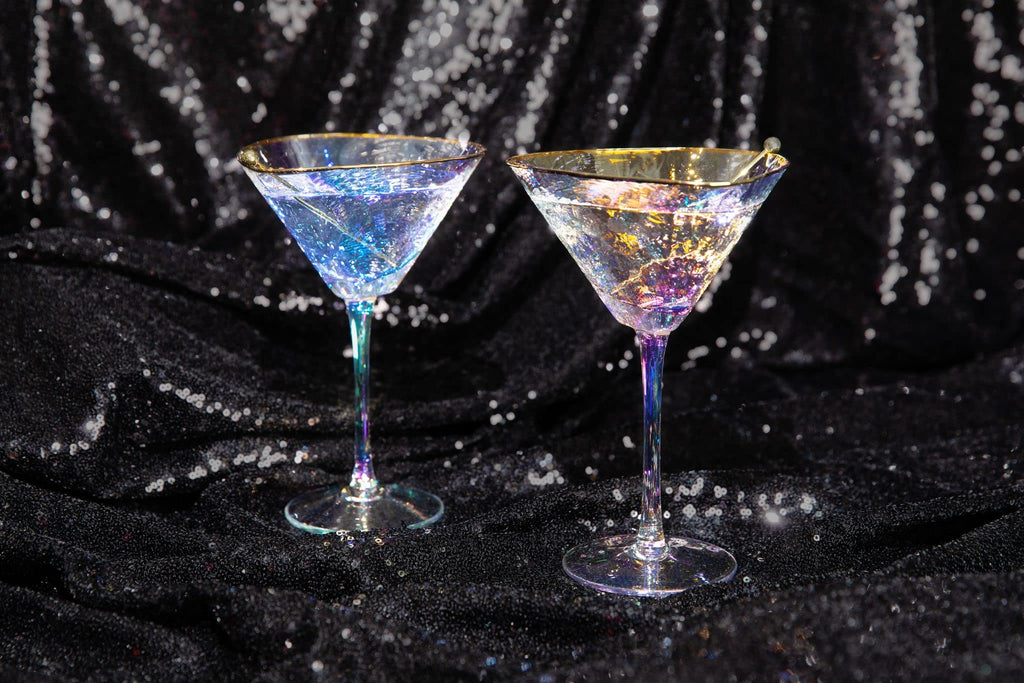 Iridescent Handmade Hammered Martini Glasses Set of 2 I146292