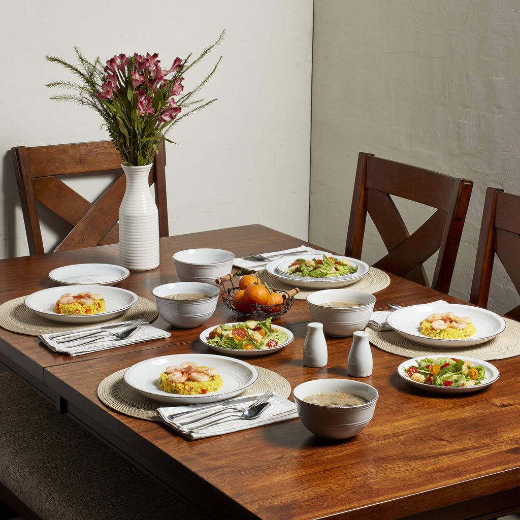 White 12 Piece Stoneware Dinnerware Set S805288