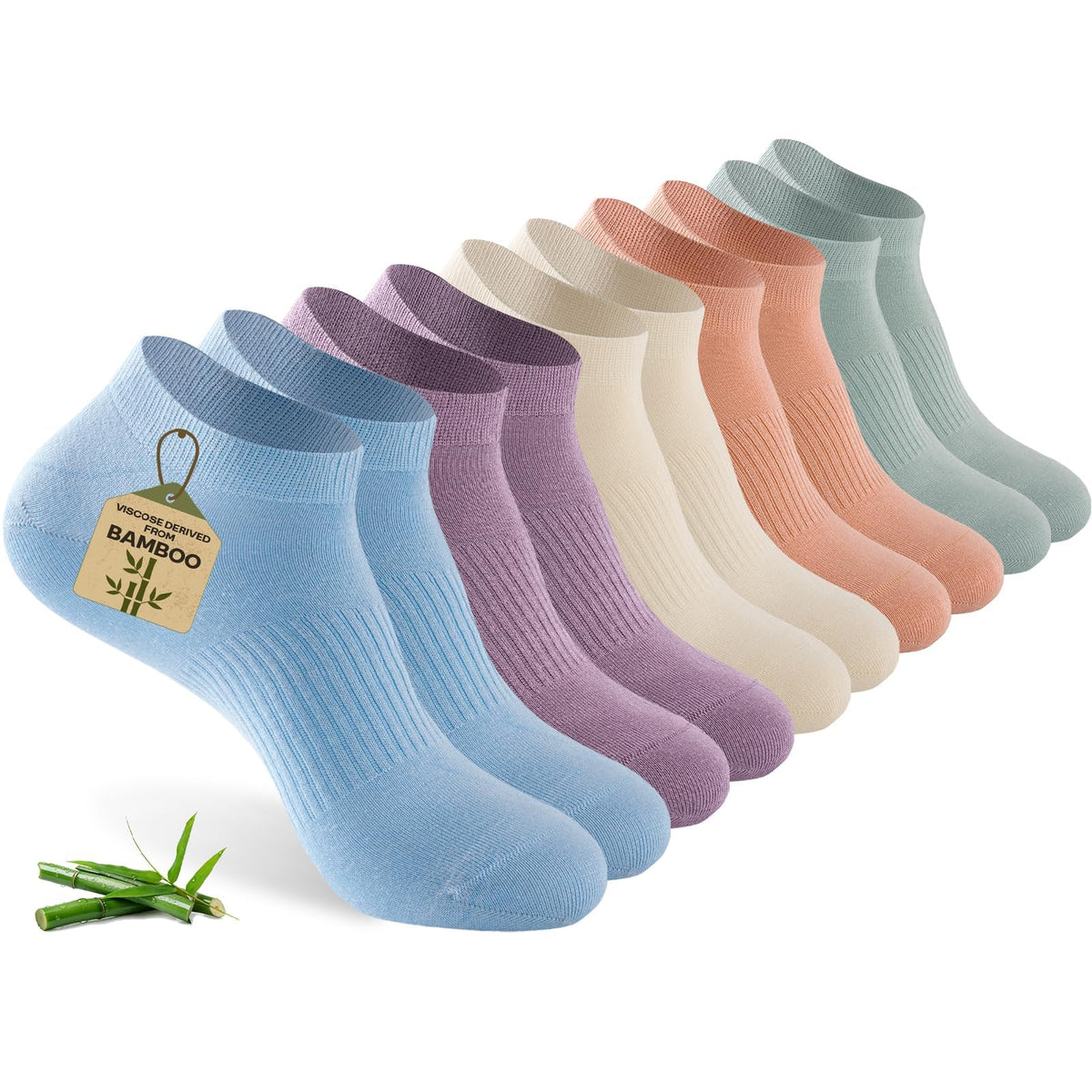 Women's Bamboo Rayon Low Cut Ankle Socks, 5 Pairs W6570