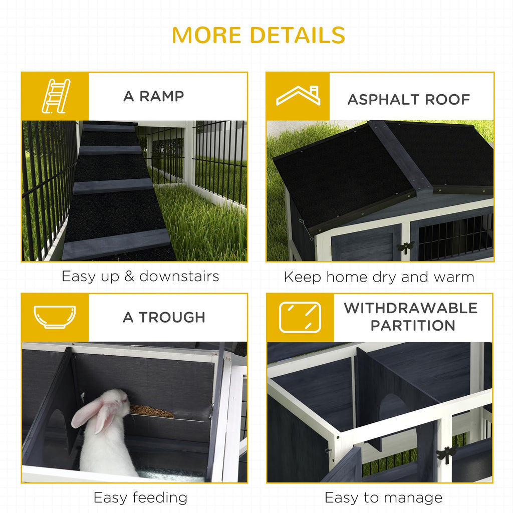 2 Levels Outdoor Rabbit Hutch Dark Gray S477903