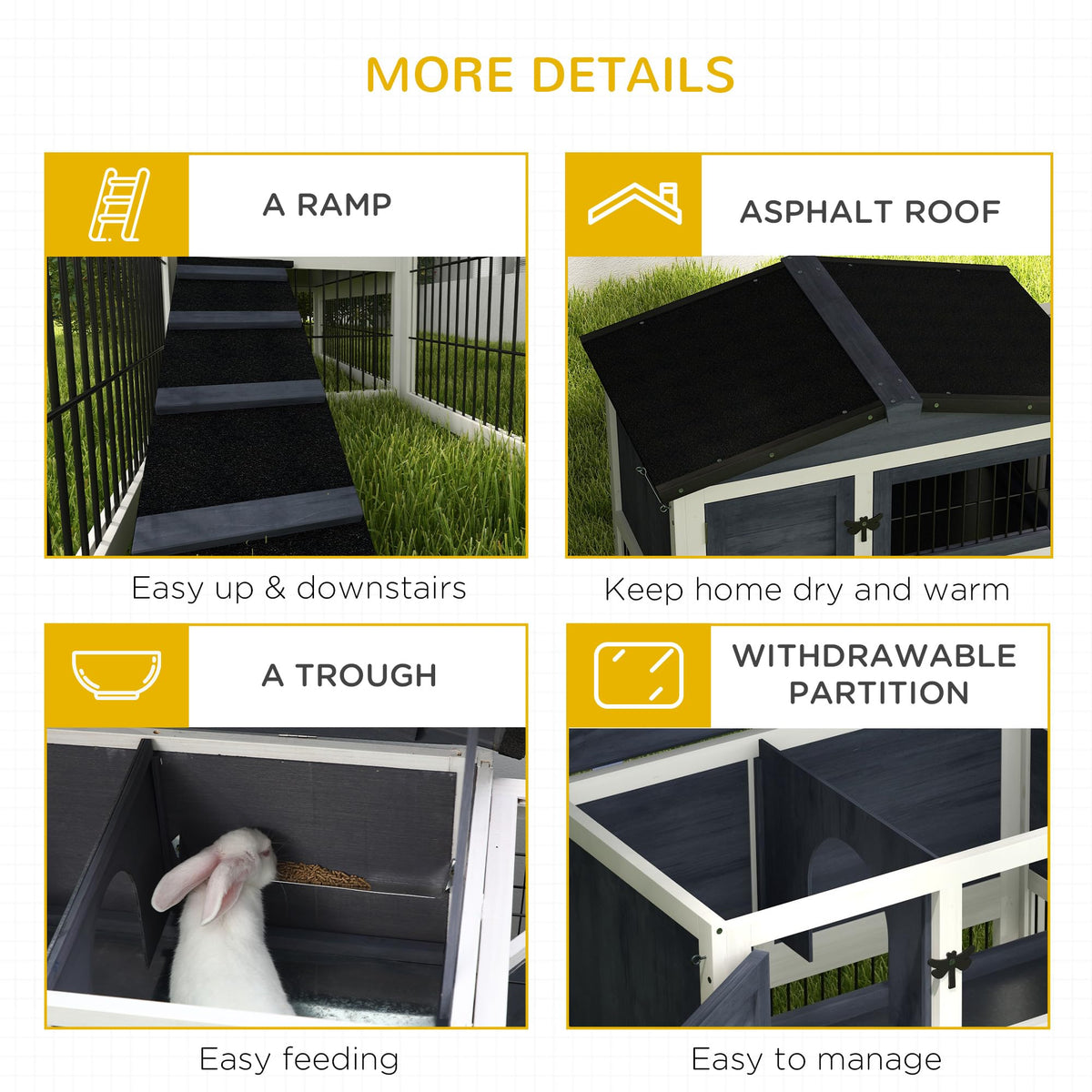 2 Levels Outdoor Rabbit Hutch Dark Gray S477903