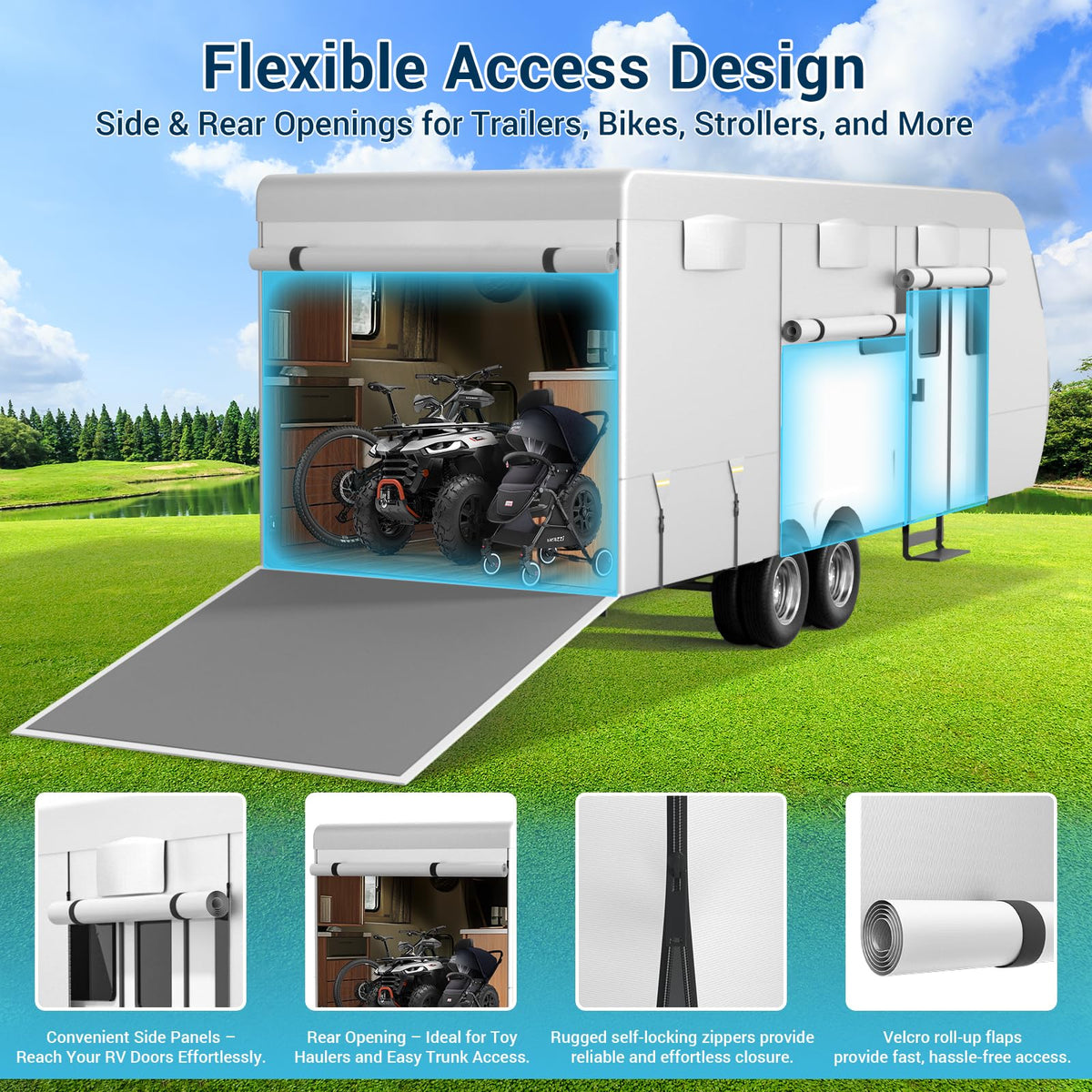 600D Oxford Fabric 30-33ft Travel Trailer Cover E411646