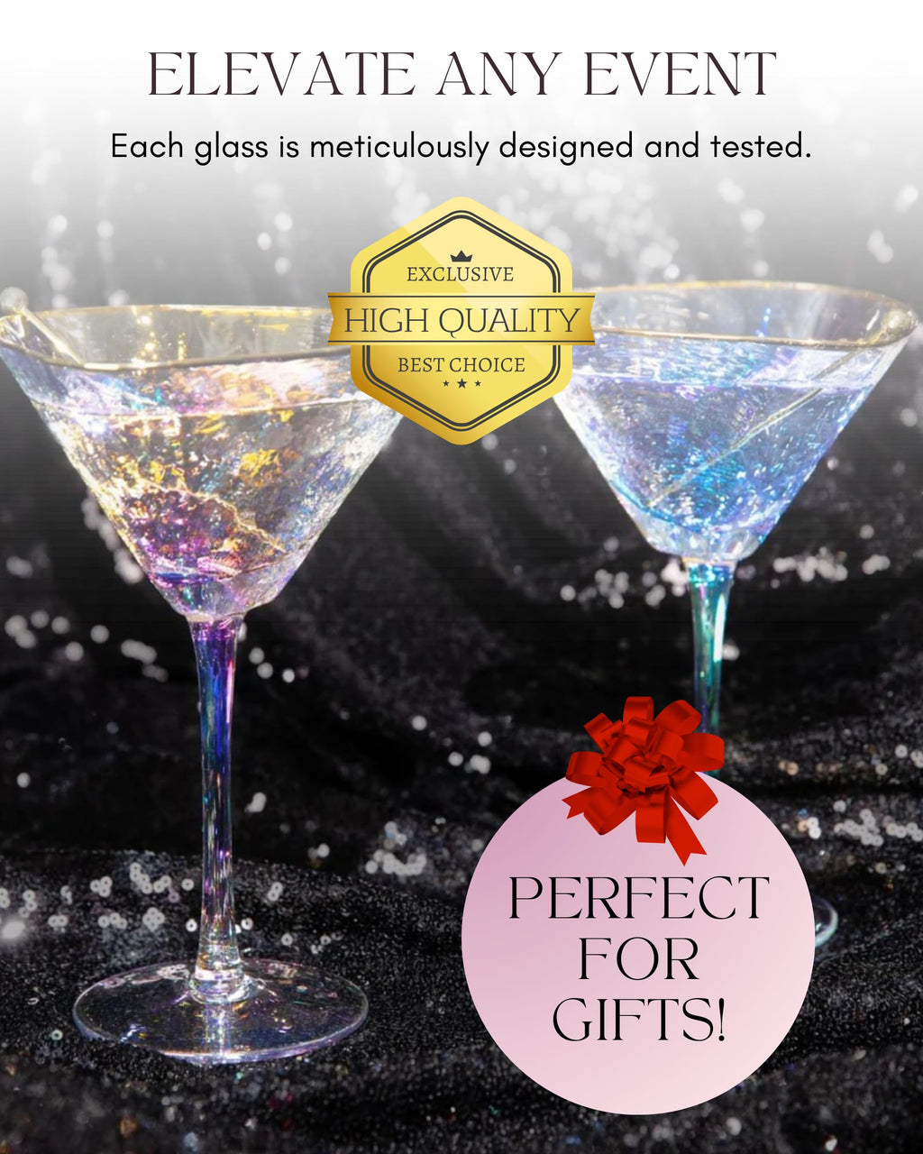 Iridescent Handmade Hammered Martini Glasses Set of 2 I146292