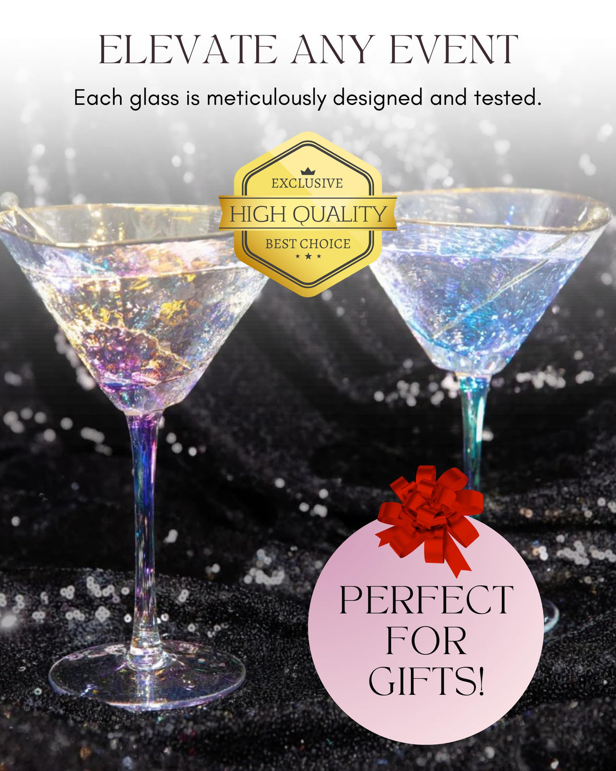 Iridescent Handmade Hammered Martini Glasses Set of 2 I146292