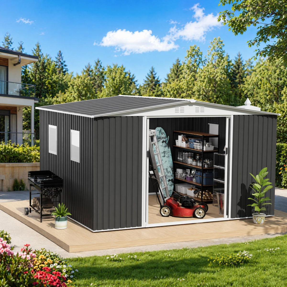12x10 ft Metal Garden Shed N548