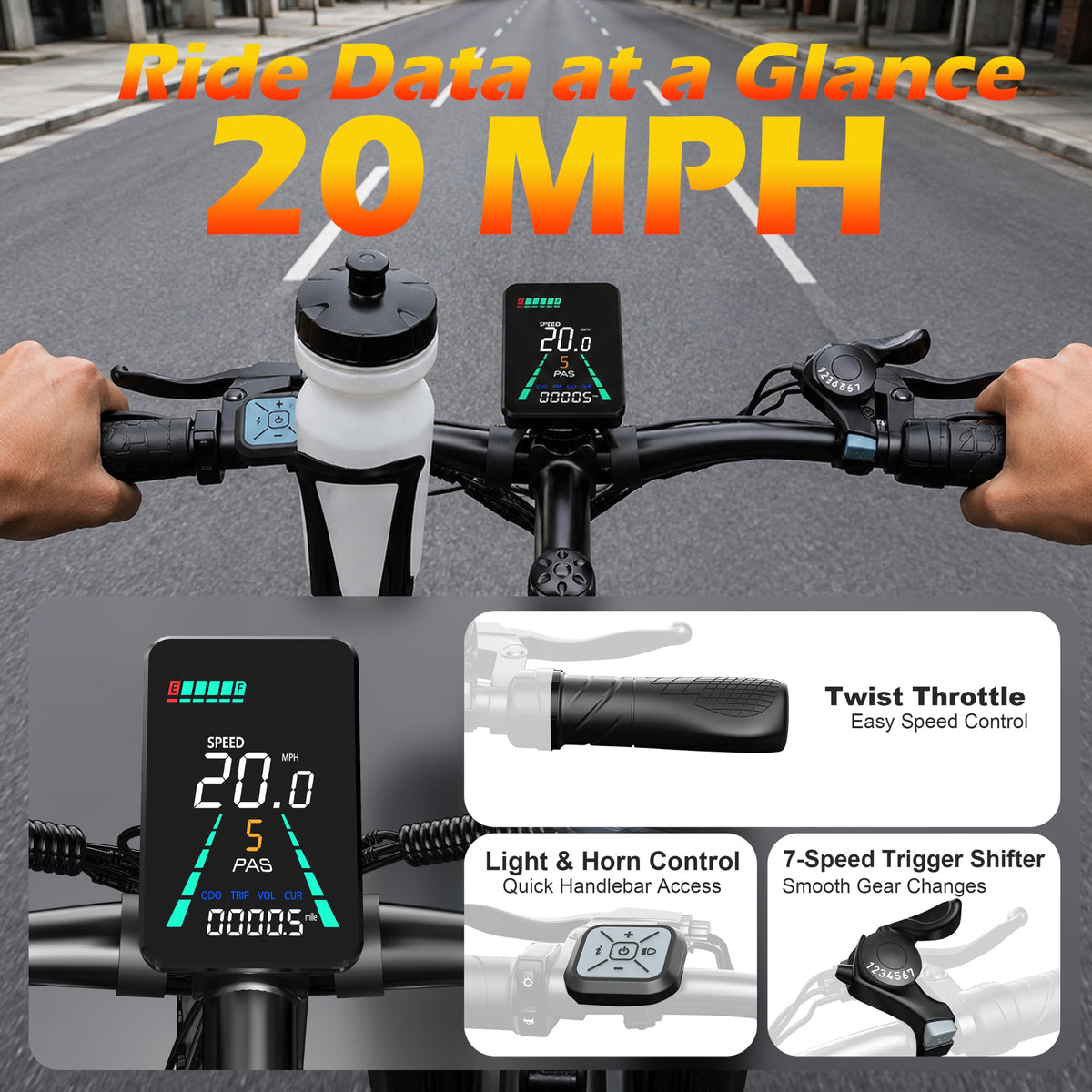 26" Electric Mountain Bike 48V 10Ah 7-Speed O1900