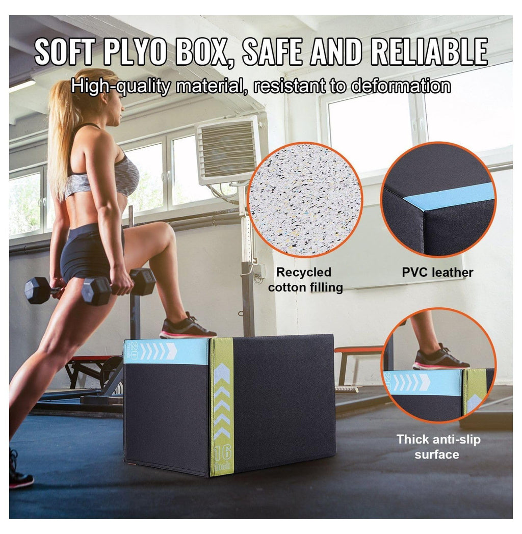 20/18/16 Inch Black Anti-Slip Plyo Box H7392