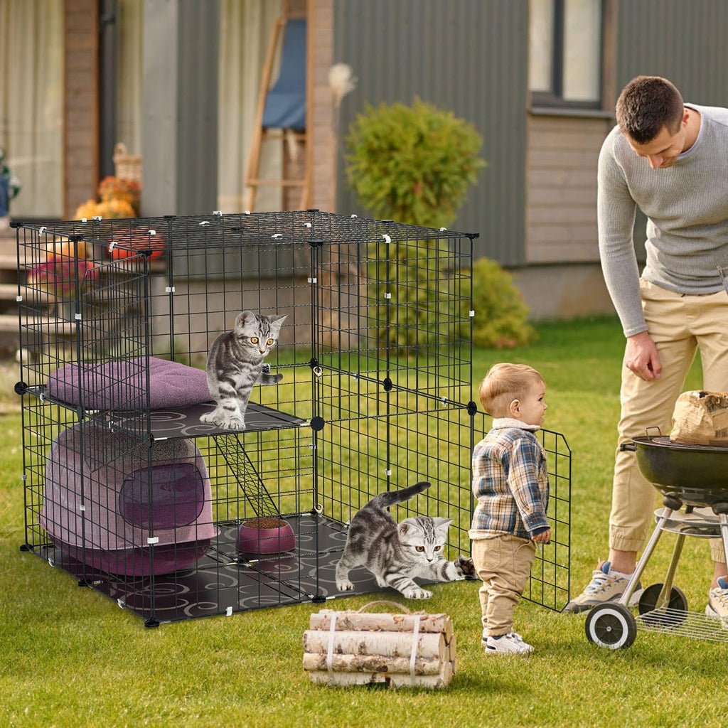 Black 2-Tier Cat Cage U5935
