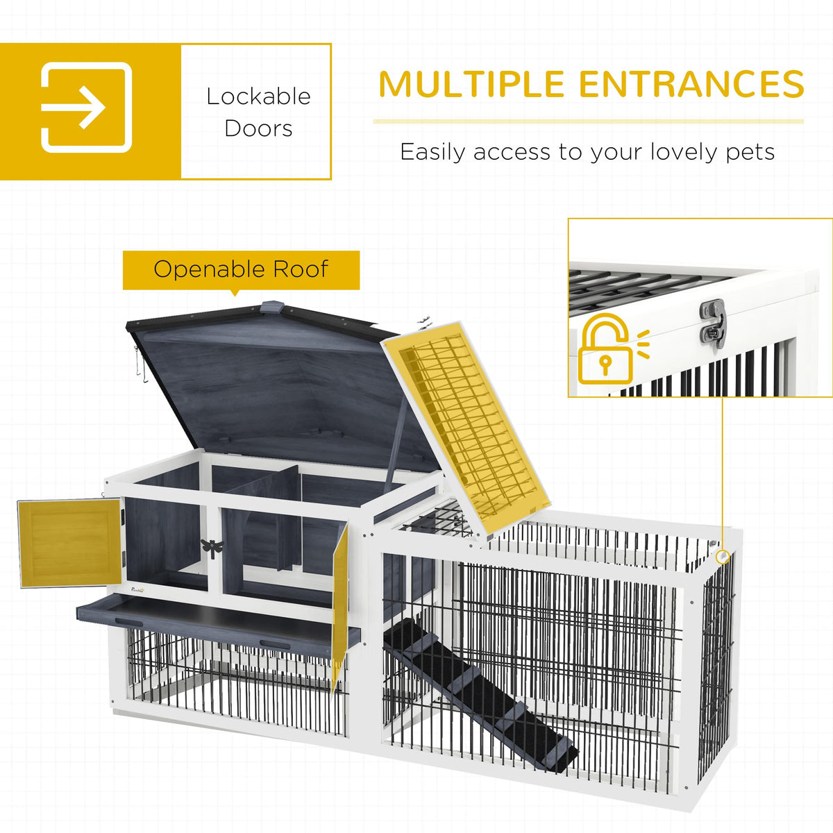 2 Levels Outdoor Rabbit Hutch Dark Gray S477903