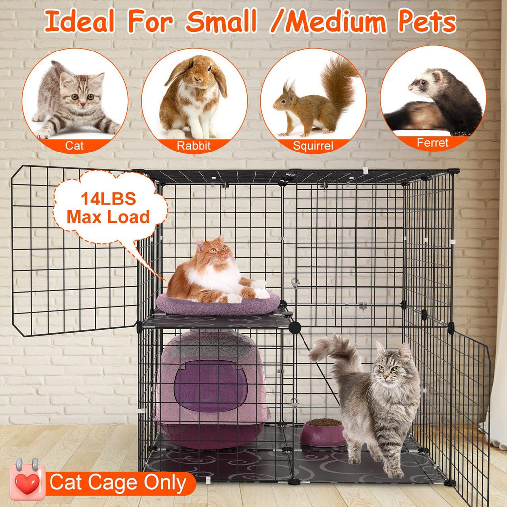 Black 2-Tier Cat Cage U5935