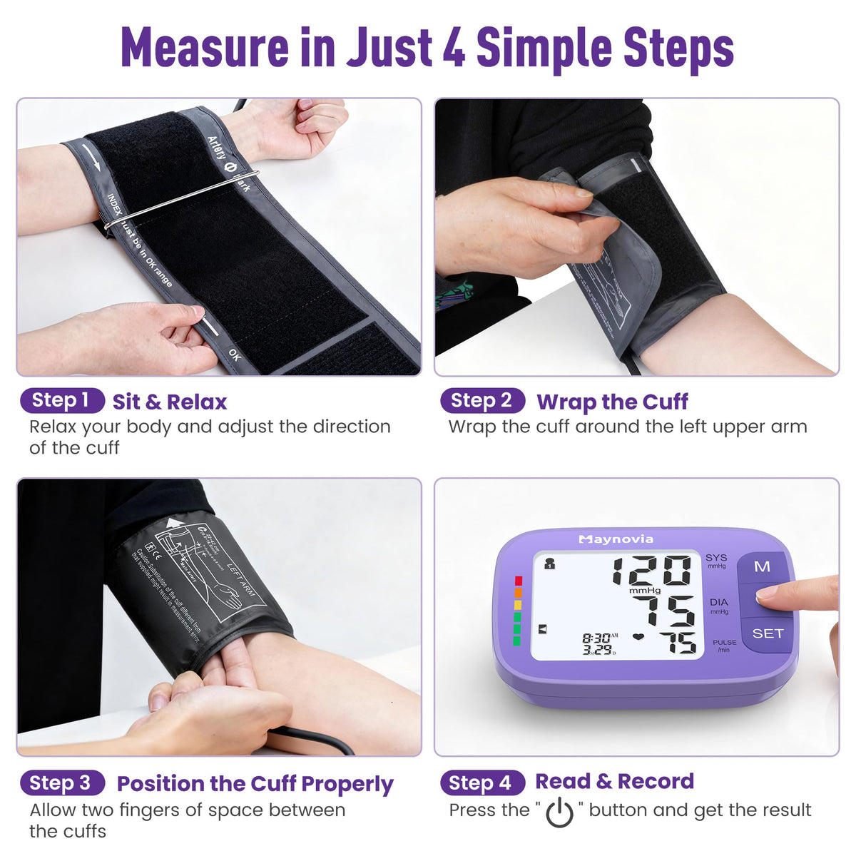 Upper Arm Blood Pressure Monitor 8.6-16.5 in Cuff Purple G883505
