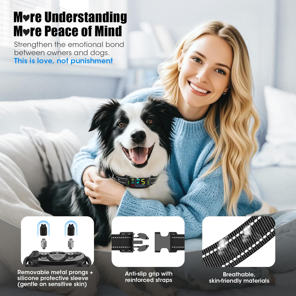 Black Dog Bark Collar with 5 Training Modes Q47644