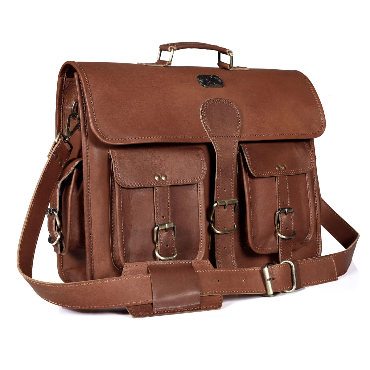 18 Inch Full Grain Buffalo Leather Laptop Briefcase F144