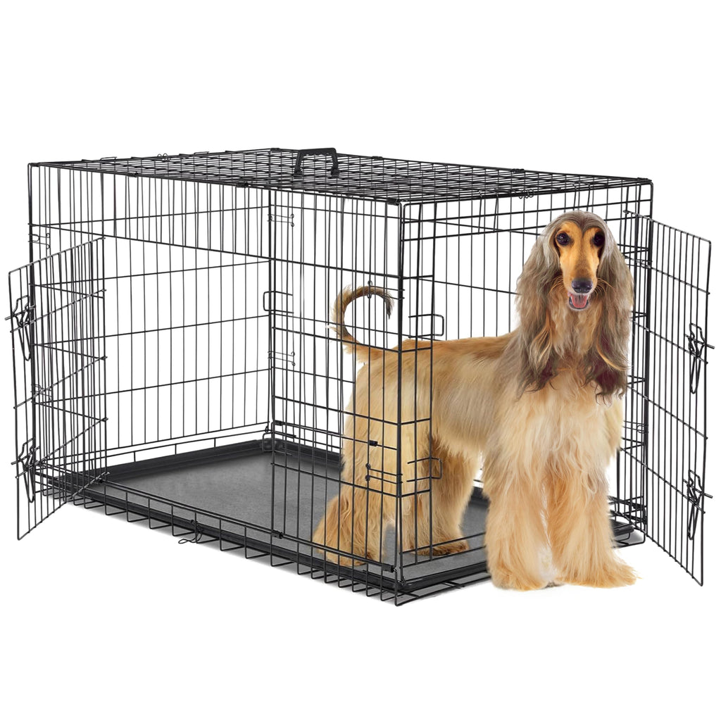 48-Inch Double Door Folding Metal Wire Dog Crate with Divider D8343