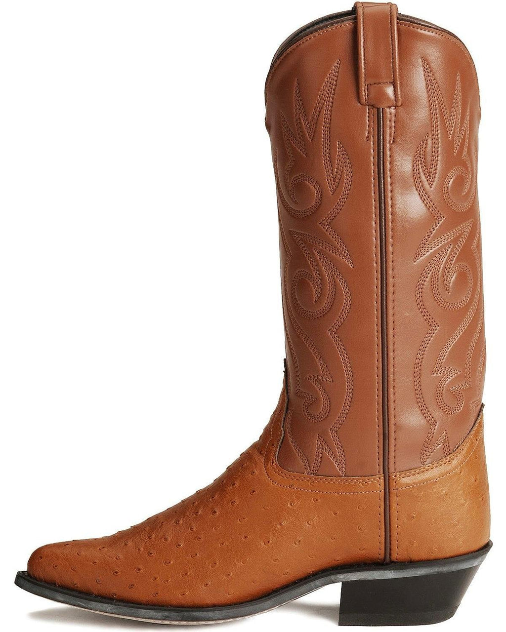 Cognac Ostrich Print Cowboy Boots V721