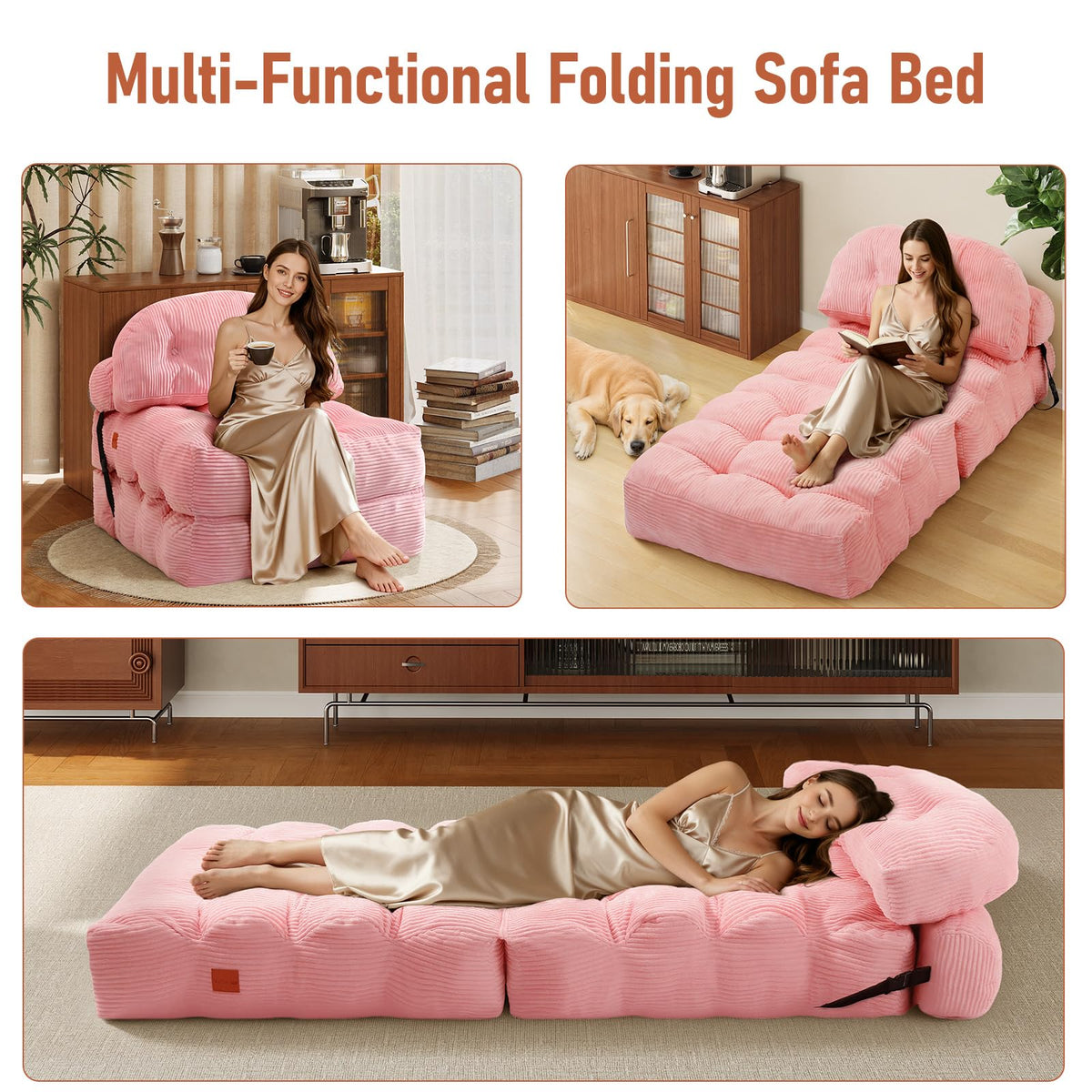 Folding Convertible Sofa Bed with Pillow Y84594