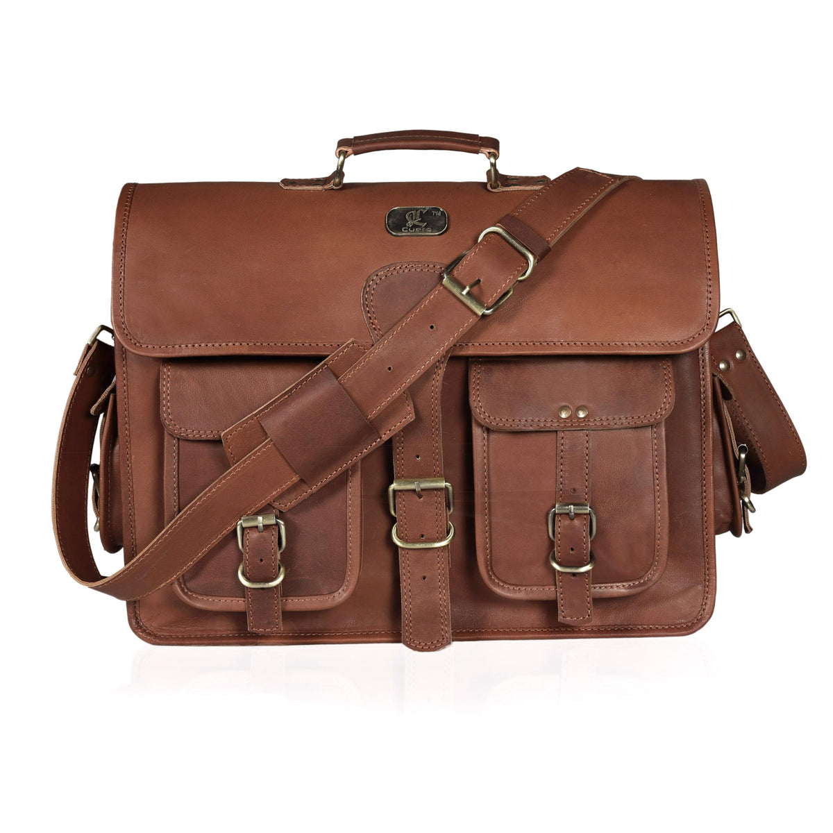 18 Inch Full Grain Buffalo Leather Laptop Briefcase F144