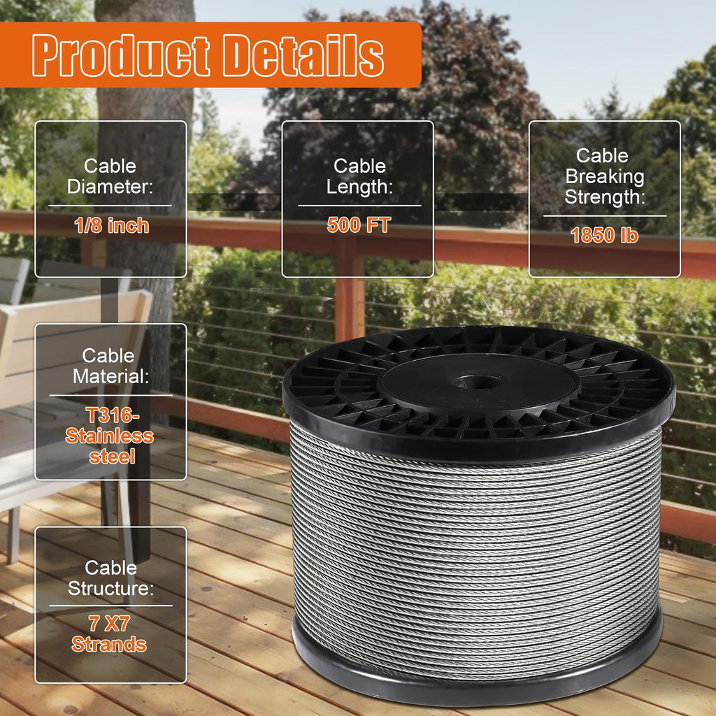 1/8" Stainless Steel Cable with a Cutter Q18932