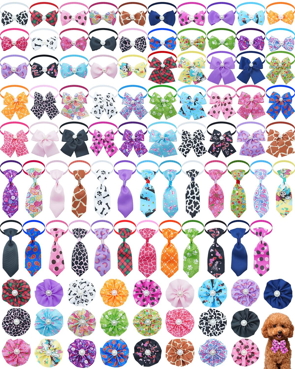 100 Pack Small Dog Bows and Ties X396