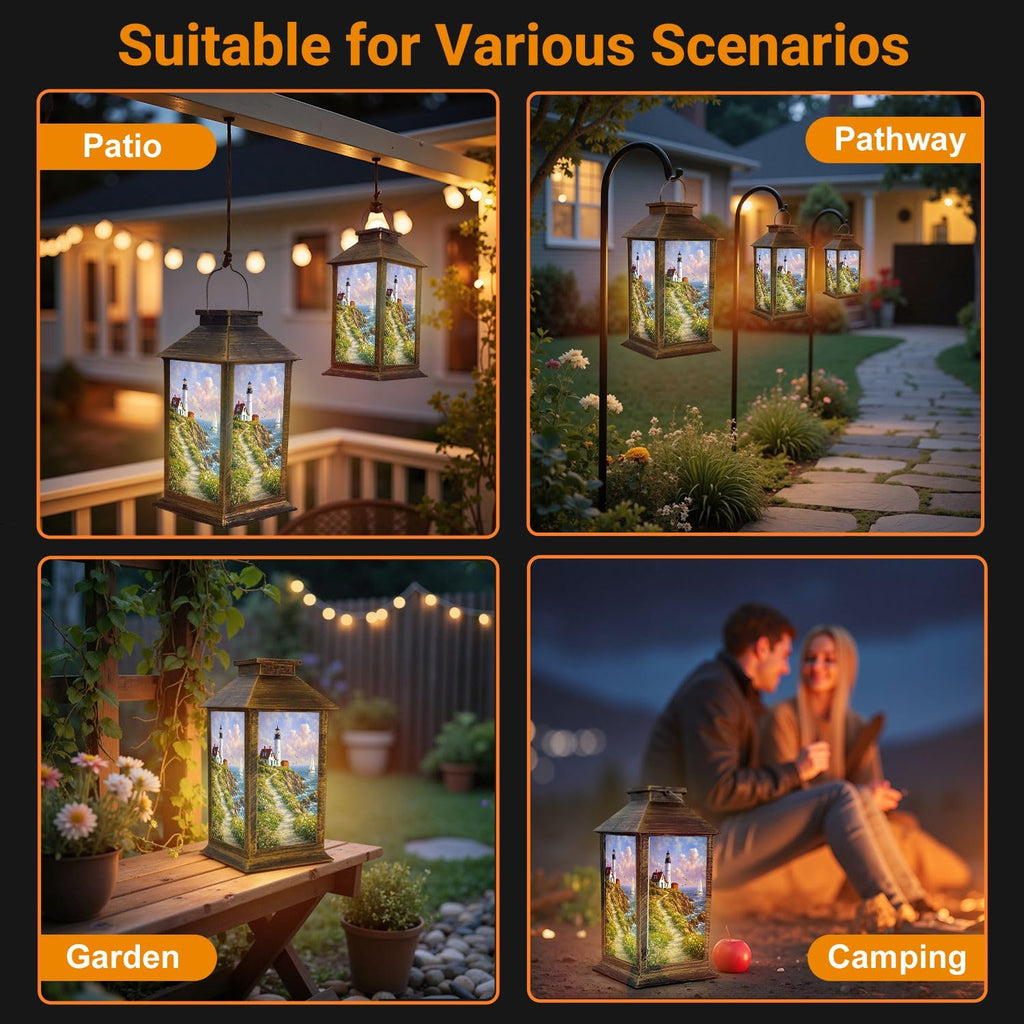 Solar Lantern Outdoor Waterproof LED Solar Lights Hanging Tabletop Lamp U39579